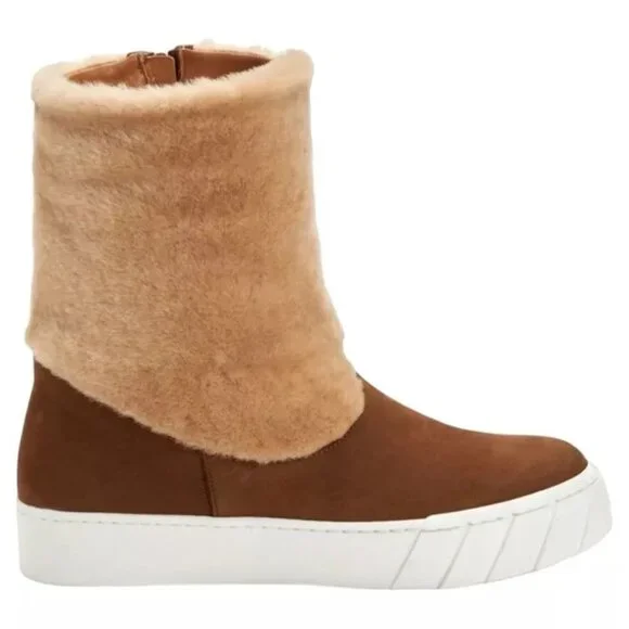 NEW! Aquatalia Designer Nelle Suede Shearling Fur Boots